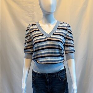 NWT - White House Black Market - Cashmere-Blend Elbow-Sleeve Shirred Sweater